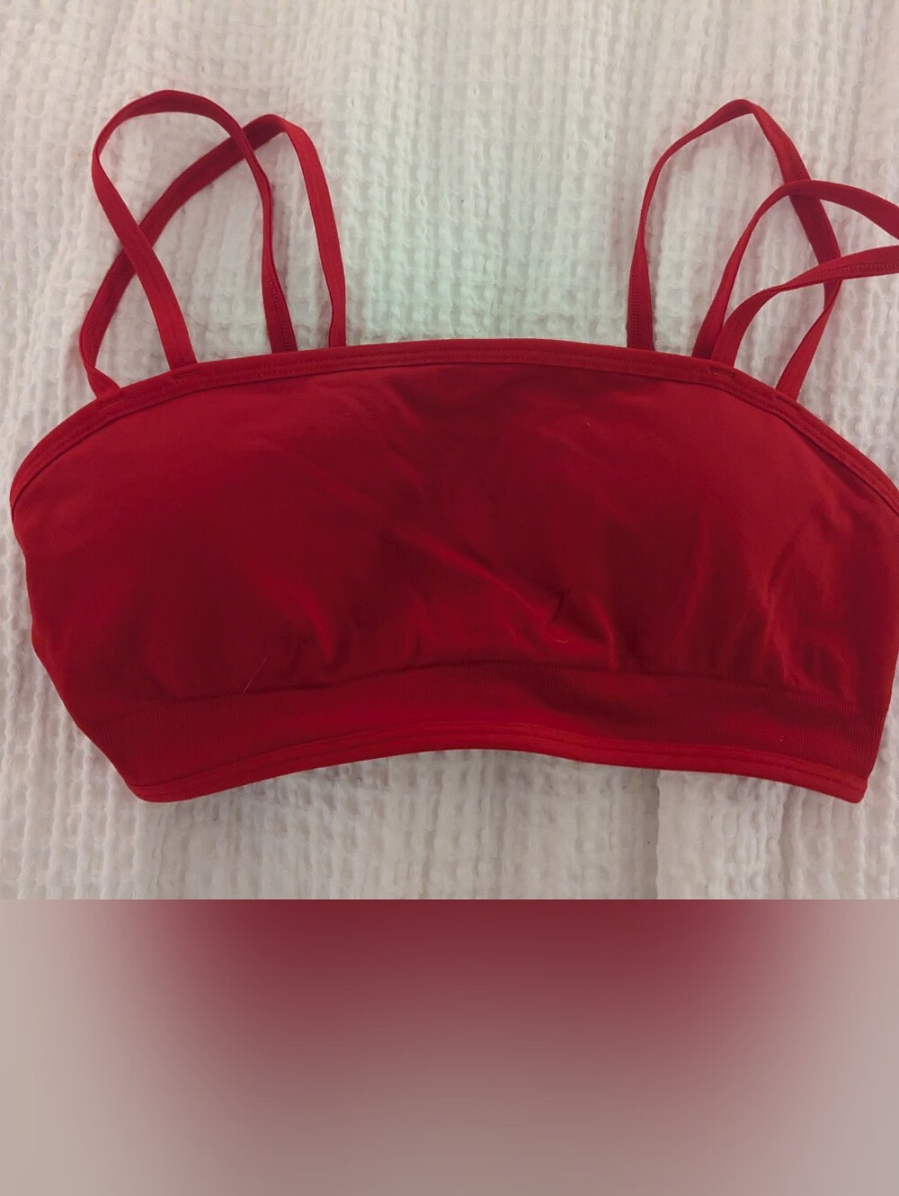 NWT Fabletics Vibrant Red Strappy Bandeau Sports Bra
